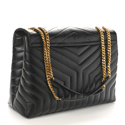 Saint Laurent Calfskin Y Quilted Monogram Large Loulou Chain Satchel Black 3 of 8