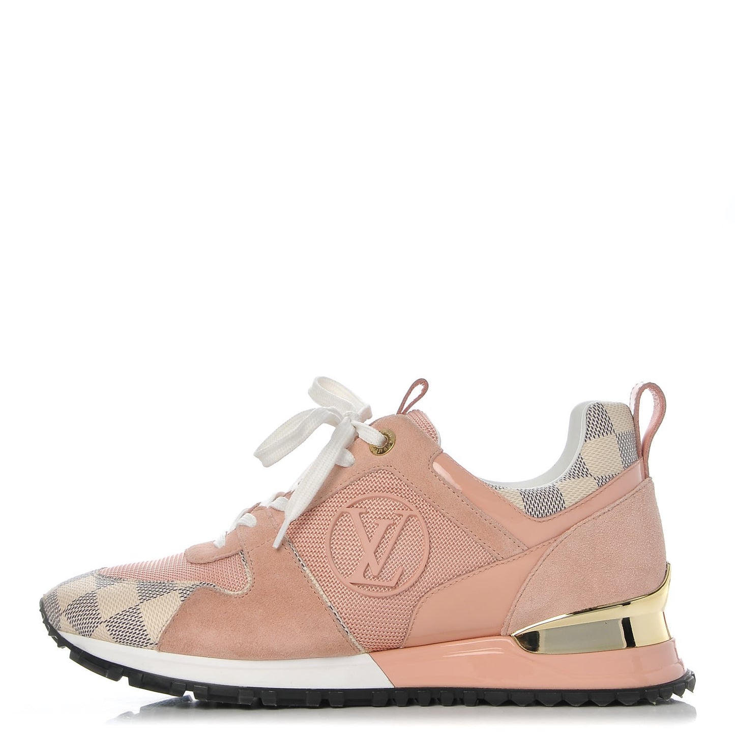 Suede Damier Azur Run Away Sneakers 38 Pink