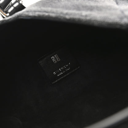 Givenchy Washed Denim Calfskin Crocodile Embossed Mini G-Lock Hobo Black 5 of 9