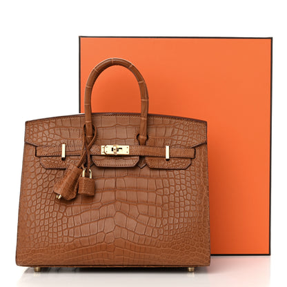 Hermes Matte Alligator Birkin Sellier 25 Gold 14 of 14