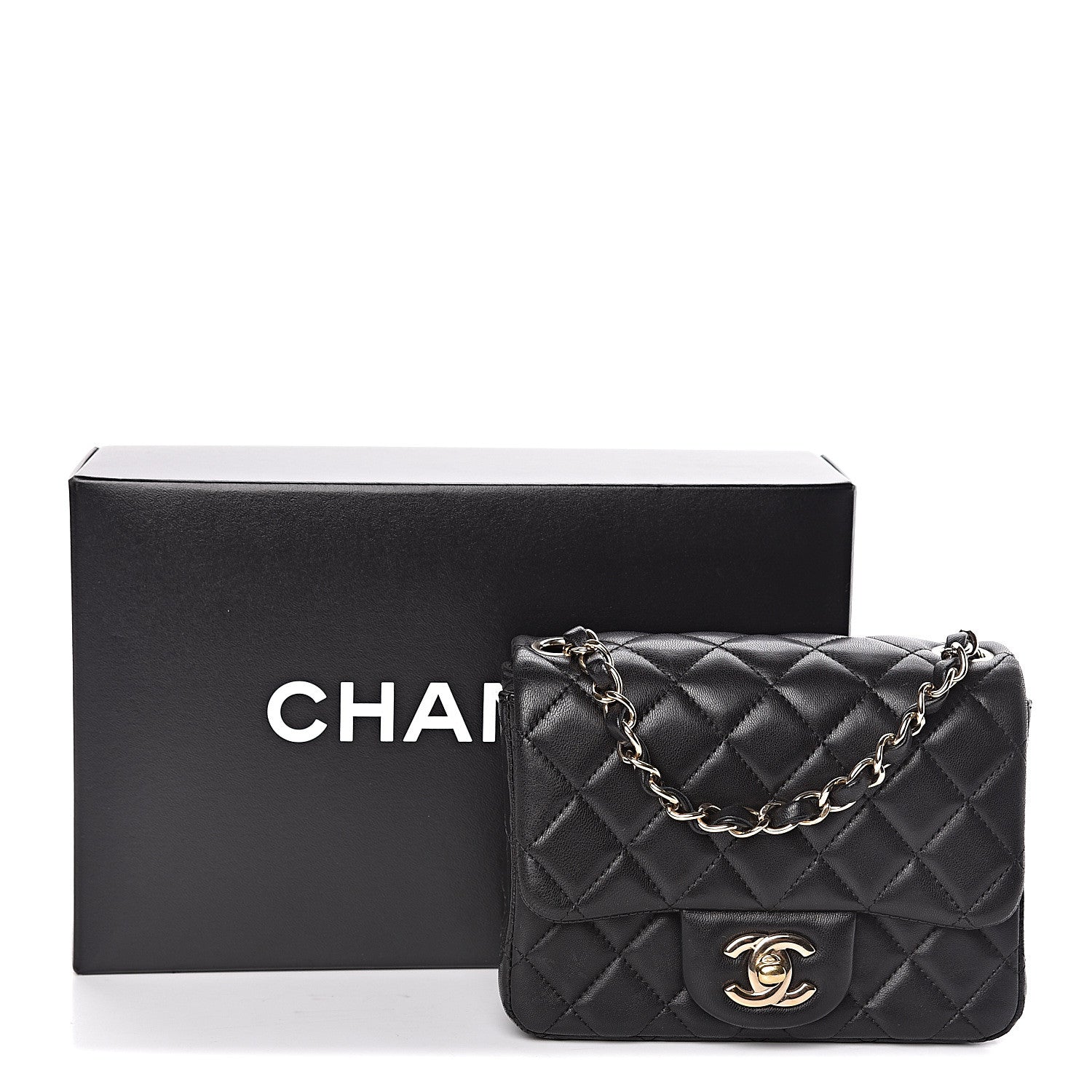 Chanel Lambskin Quilted Mini Square Flap Black 10 of 10