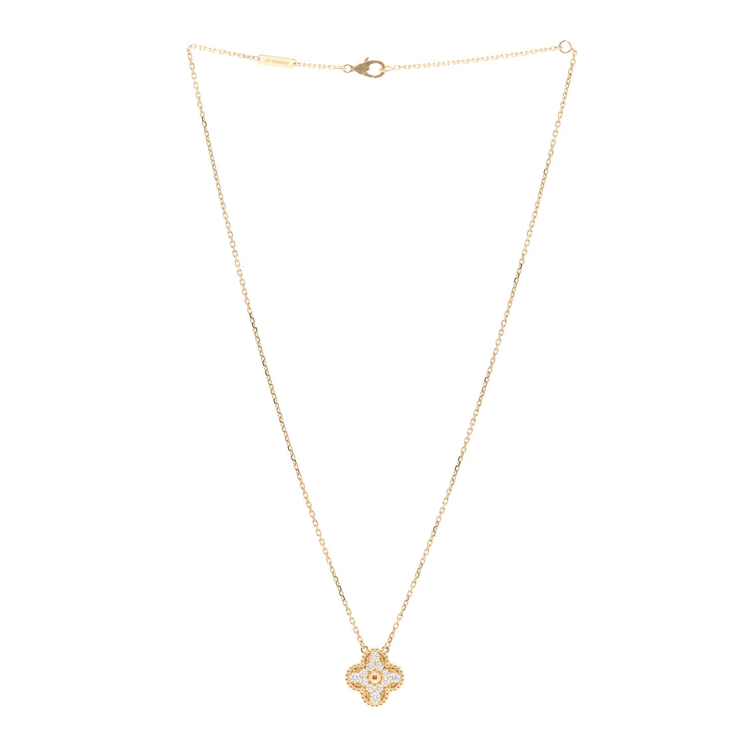 Van Cleef & Arpels 18K Yellow Gold Diamond Vintage Alhambra Pendant Necklace 3 of 6