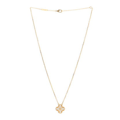 Van Cleef & Arpels 18K Yellow Gold Diamond Vintage Alhambra Pendant Necklace 3 of 6