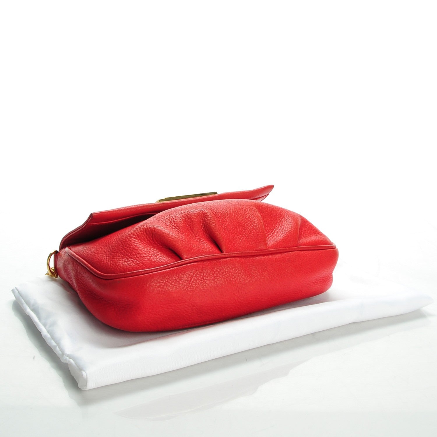 Fendi Vitello Flamingo Fendista Pouchette Crossbody Red 4 of 7