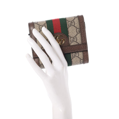 Gucci GG Supreme Monogram Web Ophidia French Flap Wallet Beige New Acero 2 of 8