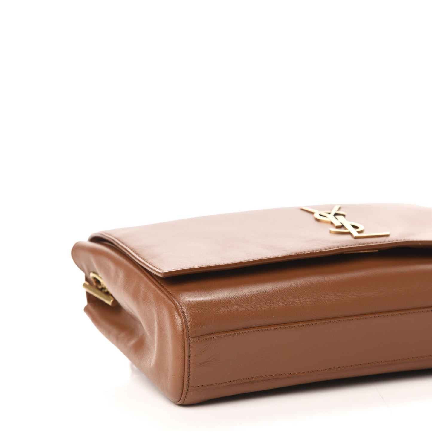 Smooth Calfskin Suede Medium Reversible Monogram Kate Satchel Light Ochre