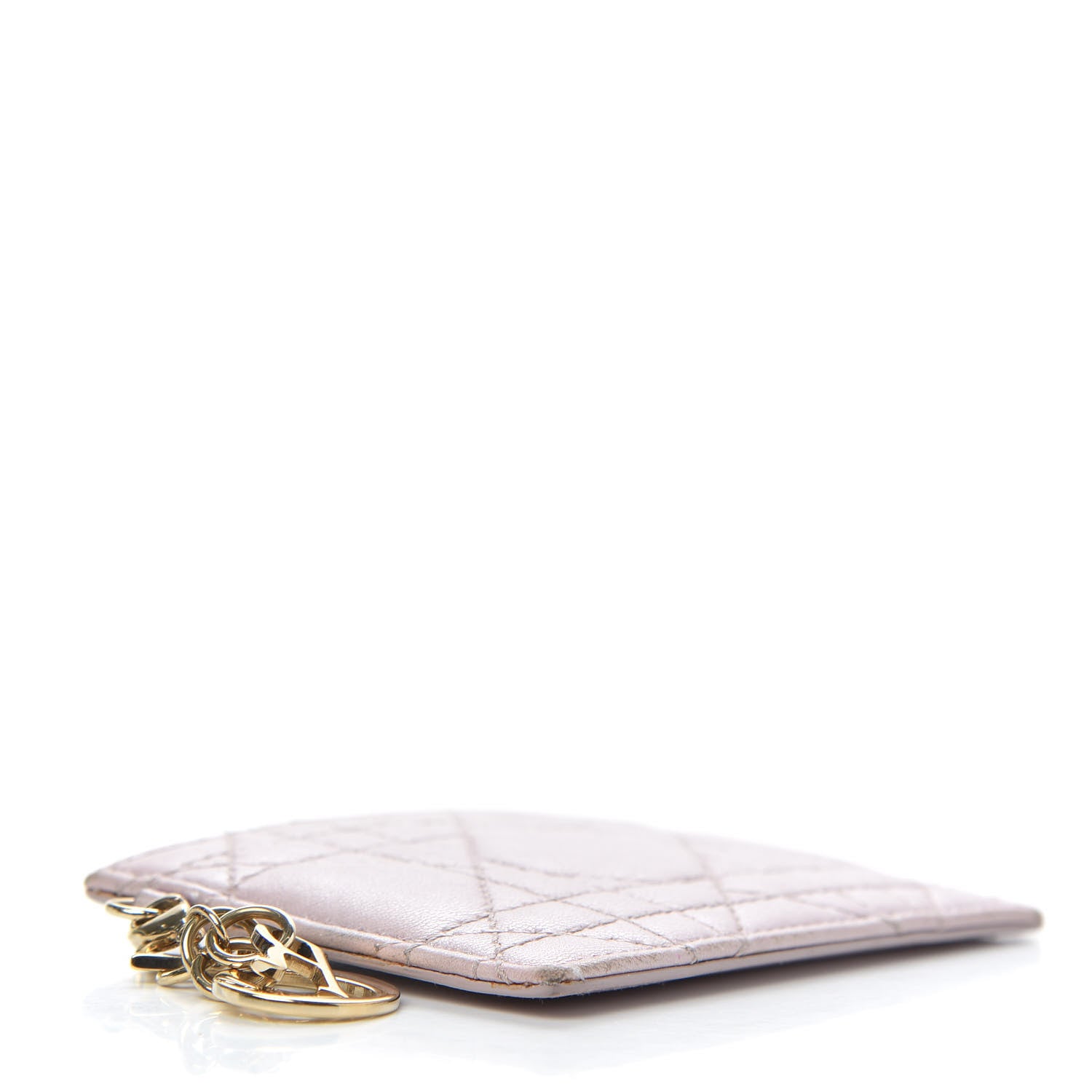 Christian Dior Metallic Lambskin Cannage Lady Dior Card Holder Pink 4 of 10
