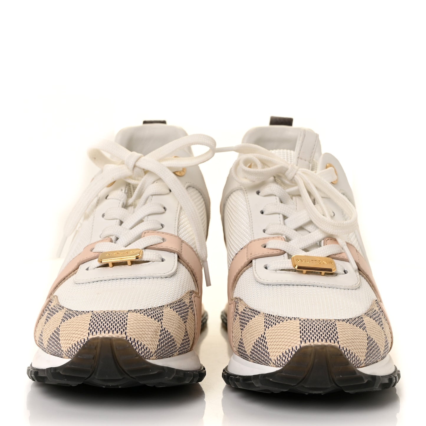 Calfskin Damier Azur Run Away Sneakers 37 White