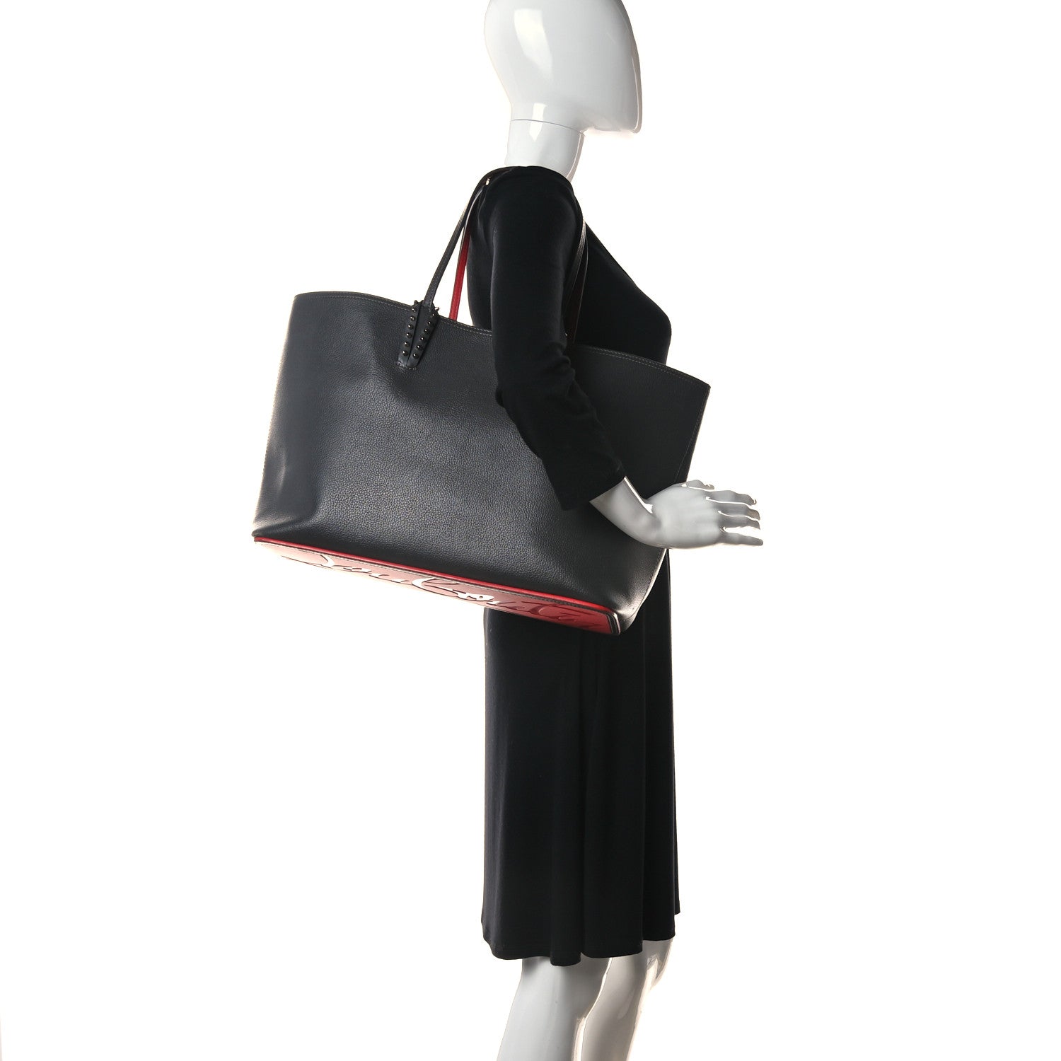 Christian Louboutin Calfskin Spikes East West Cabata Tote Charbon 2 of 28