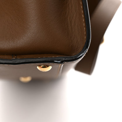 Fendi Vitello Seta Fabric Jacquard Pequin Medium Peekaboo Iconic Satchel Foresta Tobacco 11 of 11