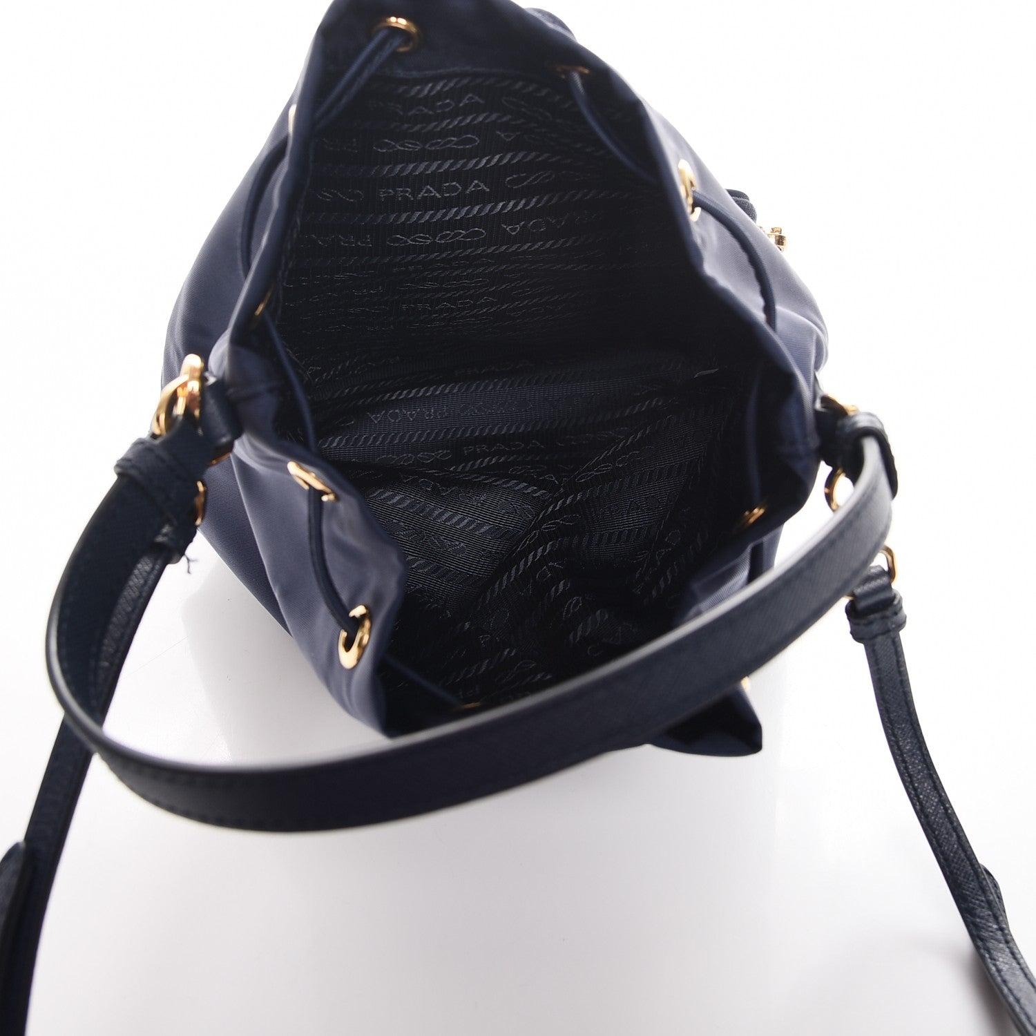 Prada Re-Nylon Saffiano Mini Bucket Crossbody Bag Baltico 5 of 7