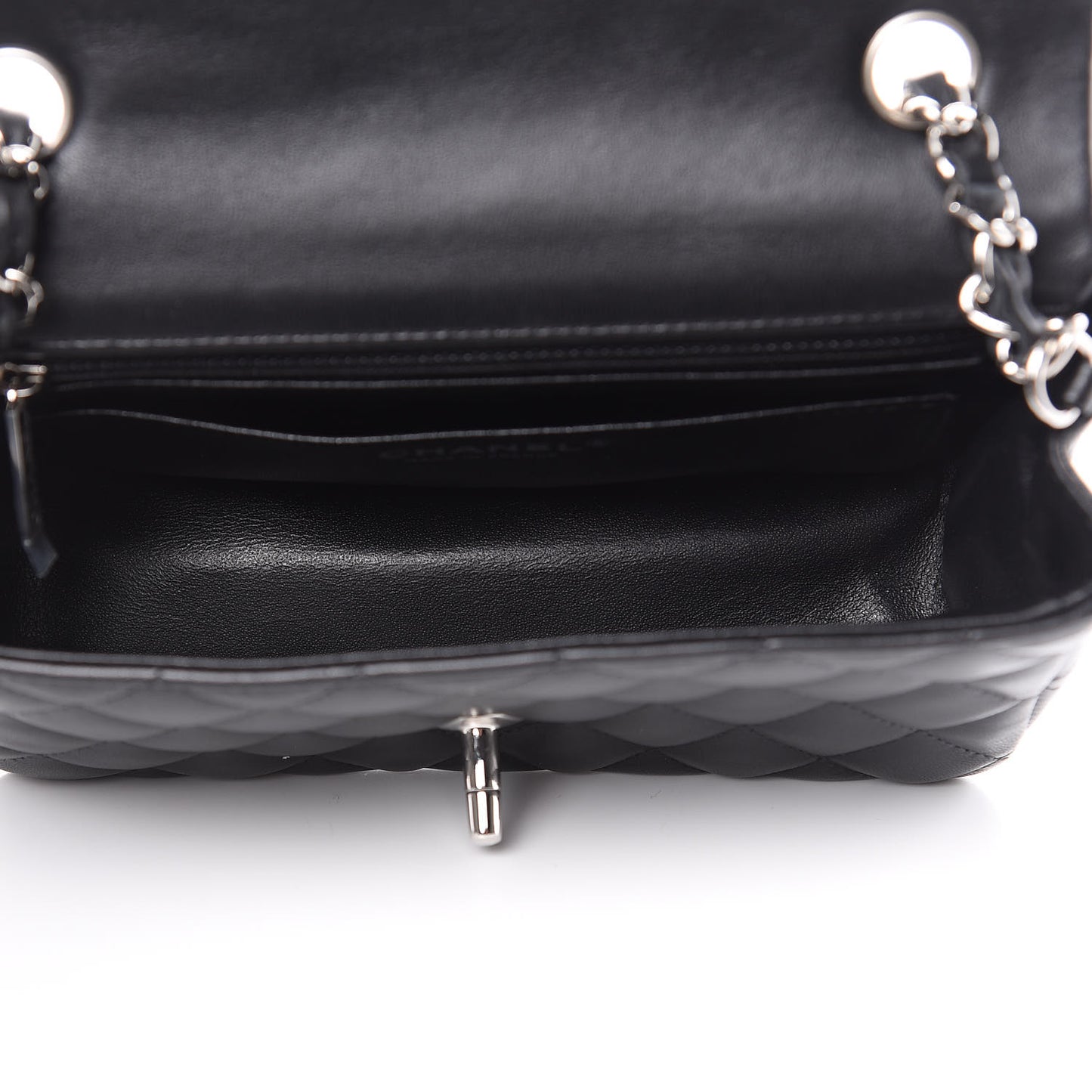 Lambskin Quilted Mini Rectangular Flap Black