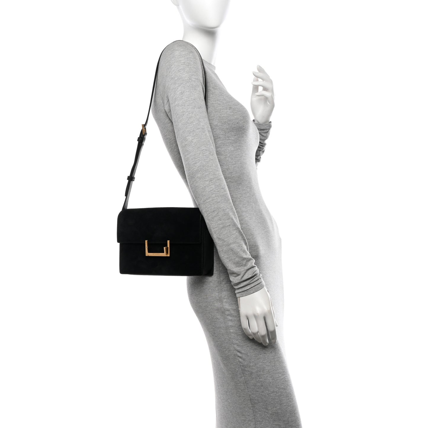 Suede Medium Classic Lulu Bag Black