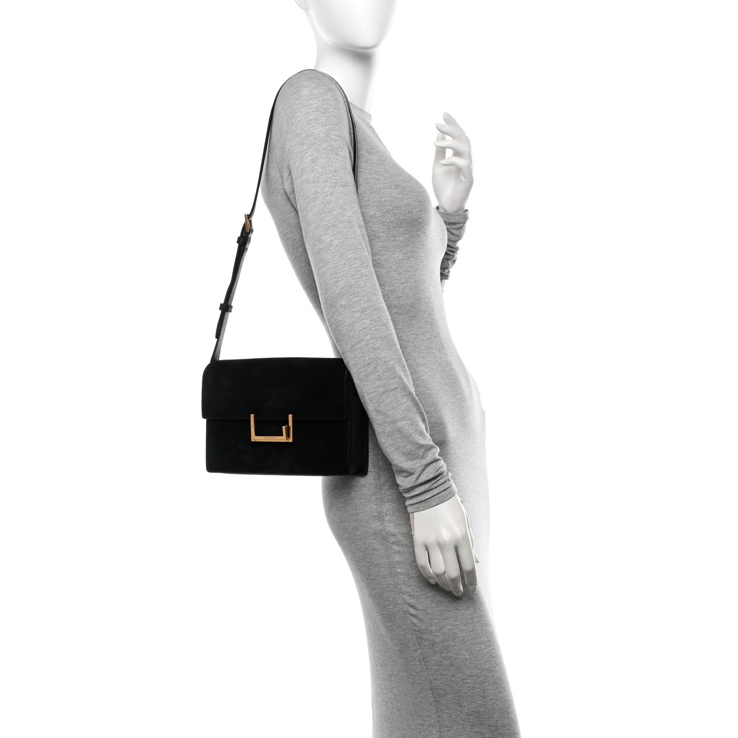Saint Laurent Suede Medium Classic Lulu Bag Black 3 of 11