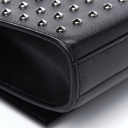 Saint Laurent Grain De Poudre Classic Monogram Studded Clutch Black 14 of 18