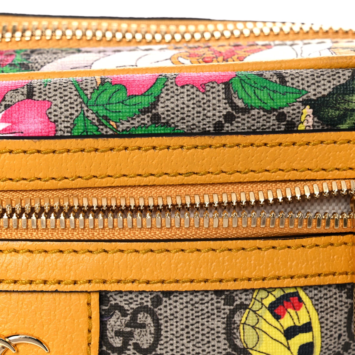 GG Supreme Monogram Flora Medium Ophidia Belt Bag Beige Multicolor Crop