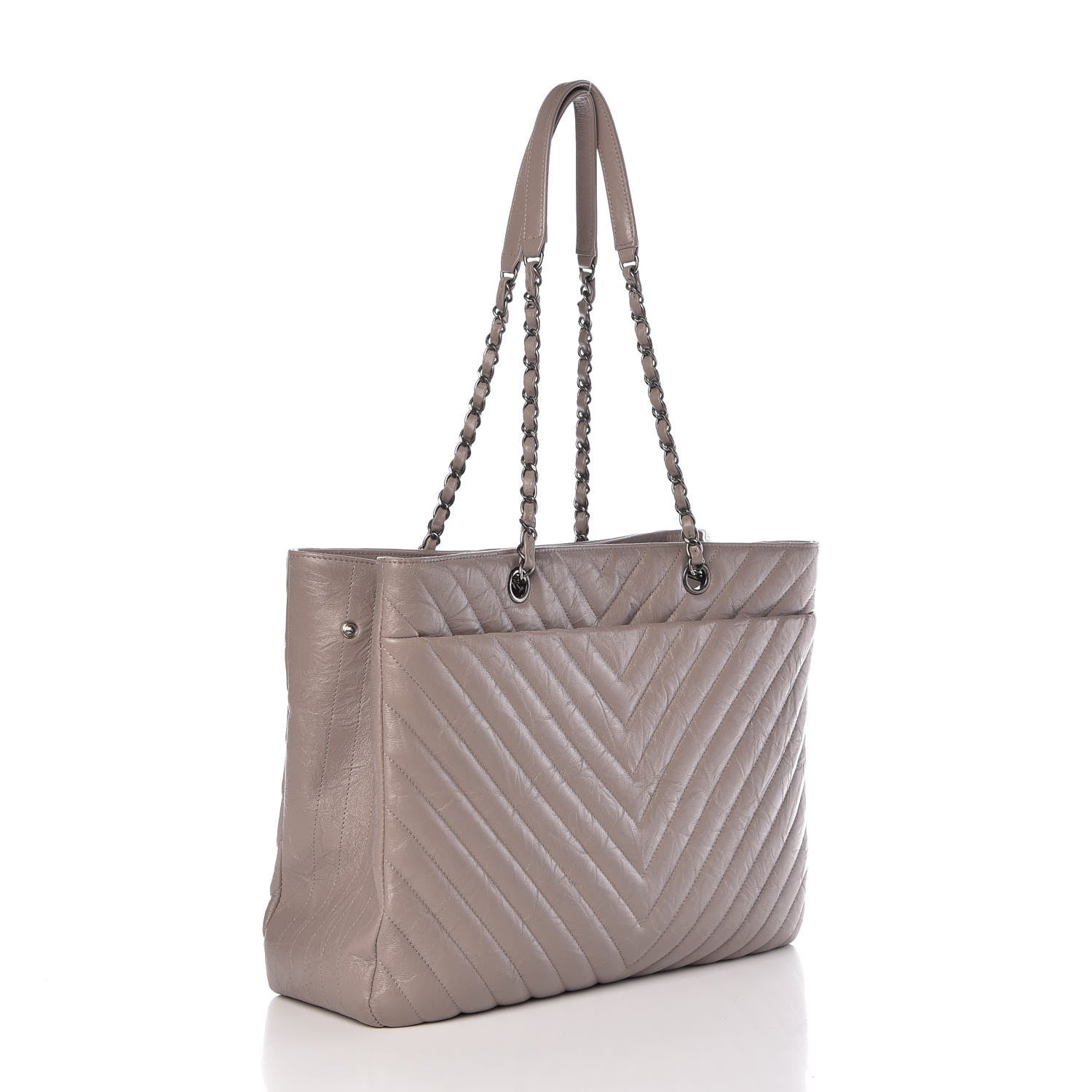 Chanel Aged Calfskin Chevron Quilted Timeless Tote Grey 3 of 7