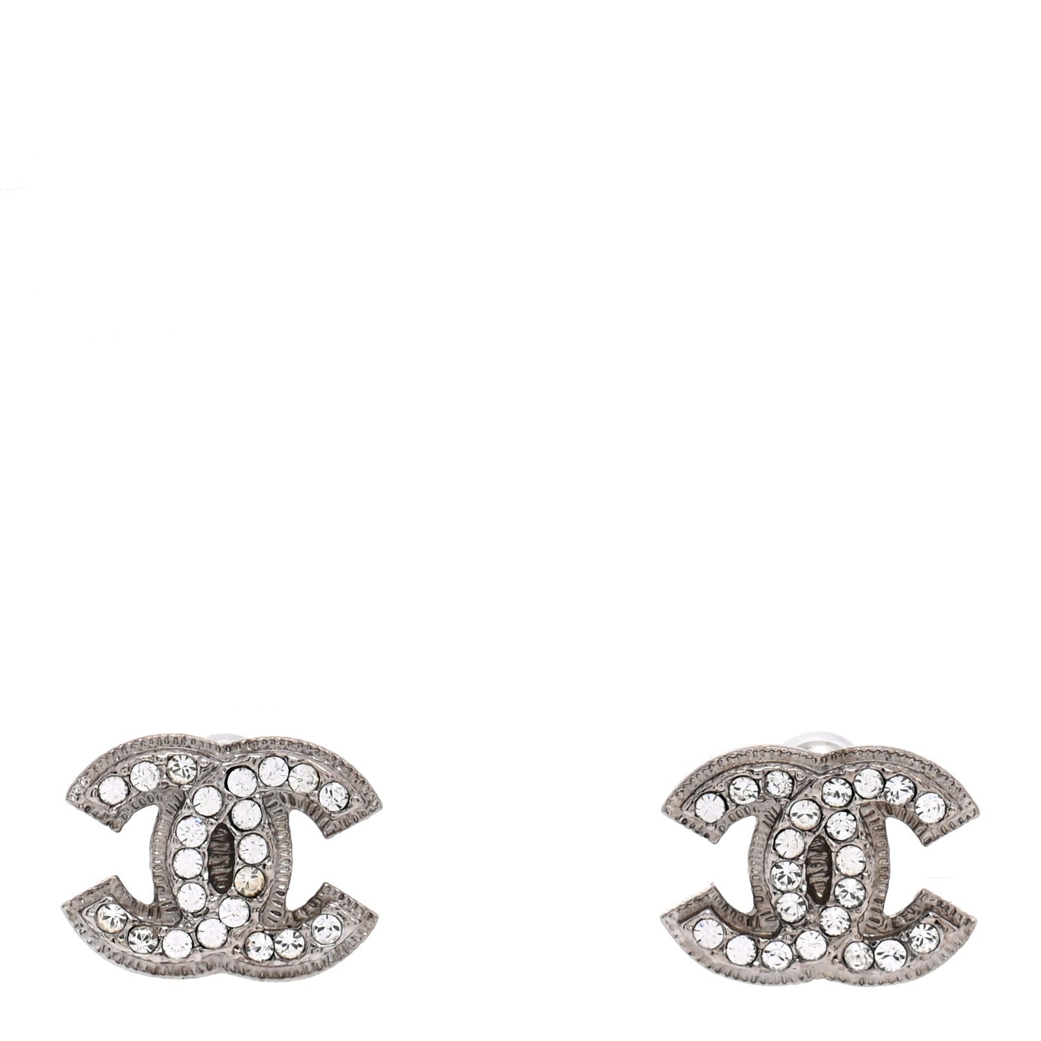 Chanel Crystal Mini Timeless CC Earrings Silver 1 of 4
