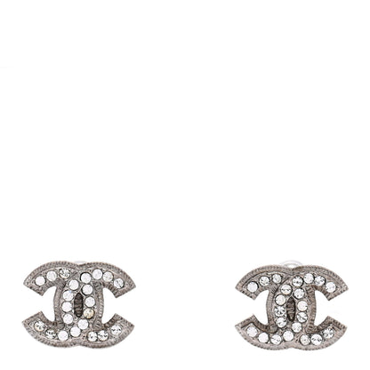 Chanel Crystal Mini Timeless CC Earrings Silver 1 of 4