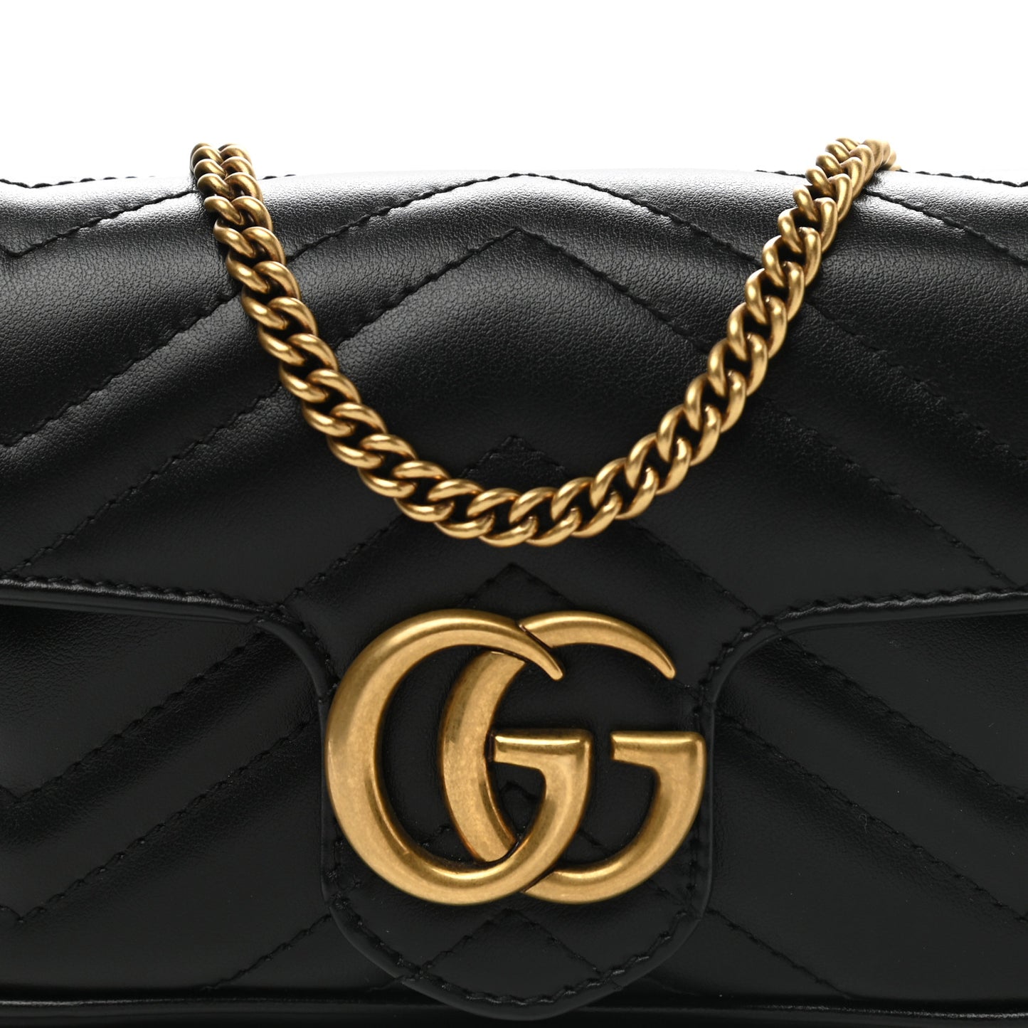 Calfskin Matelasse Super Mini GG Marmont Shoulder Bag Black