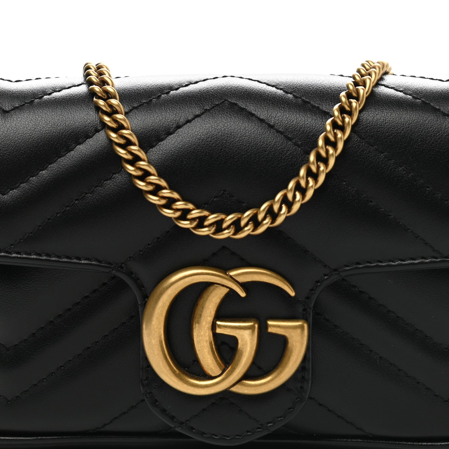Gucci Calfskin Matelasse Super Mini GG Marmont Shoulder Bag Black 8 of 10
