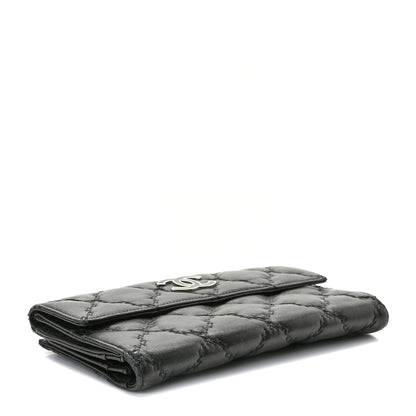 Chanel Calfskin Double Stitch Hamptons Flap Wallet Black 4 of 9