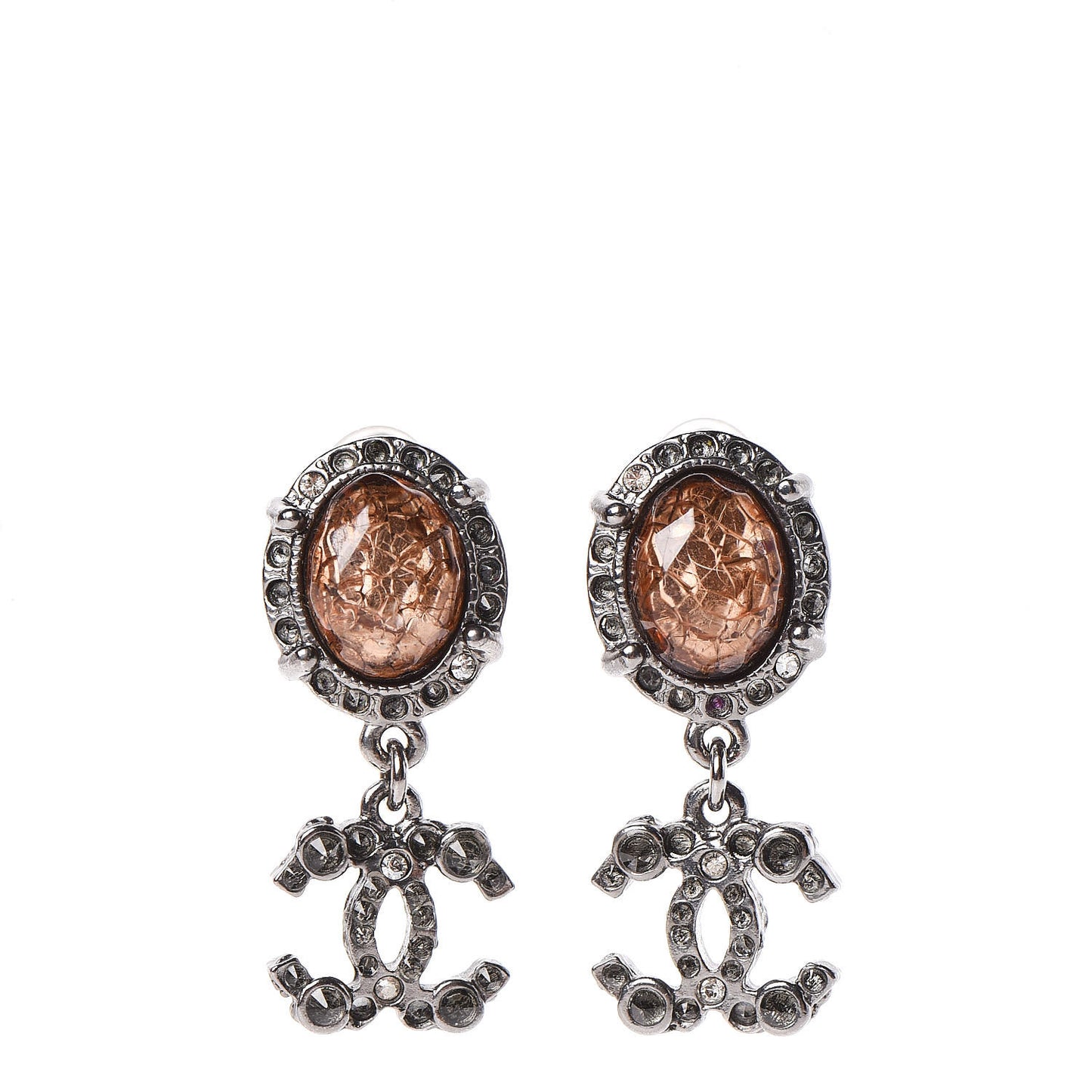 Resin CC Drop Clip On Earrings Grey