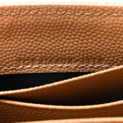 Saint Laurent Grain De Poudre Matelasse Chevron Small Monogram Envelope Wallet Dark Beige 7 of 7