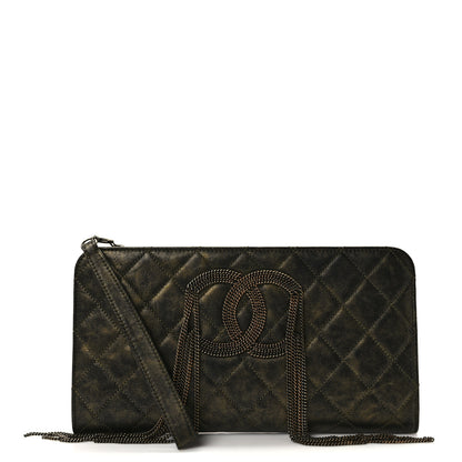 Chanel Calfskin Quilted Chain CC Chain Clutch Dark Gold 1 of 6