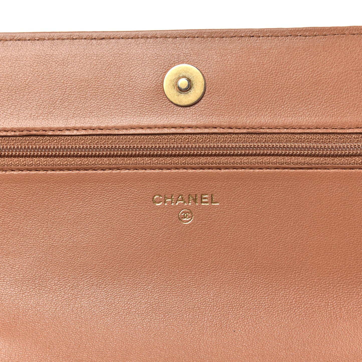 Lambskin Quilted Chanel 19 Wallet On Chain WOC Brown