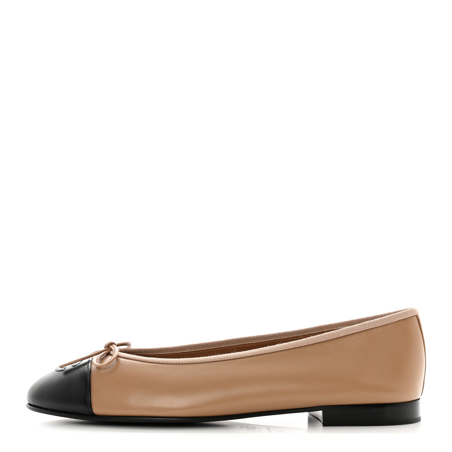 Lambskin Cap Toe CC Ballerina Flats 41 Dark Beige Black