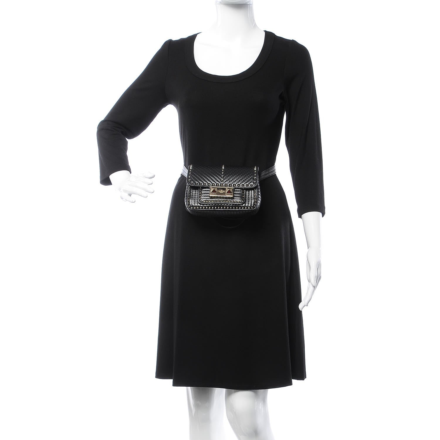 Valentino Garavani Lambskin ZiggyStud Rockstud Convertible Crossbody Belt Bag Black 3 of 8