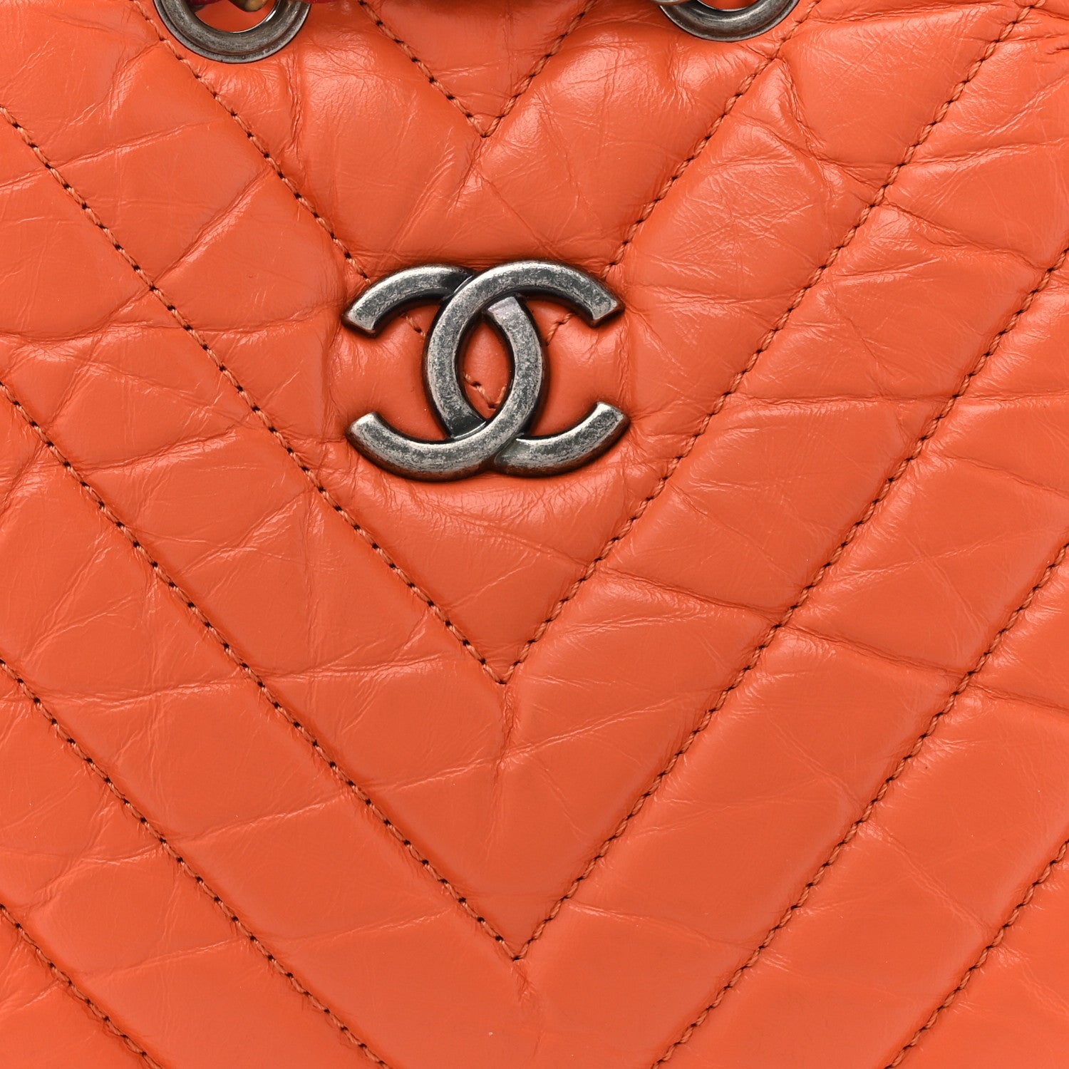 Chanel Aged Calfskin Chevron Quilted Small Gabrielle Backpack Dark Red Orange 8 of 13