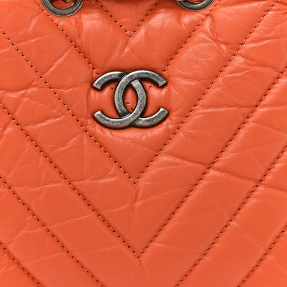 Chanel Aged Calfskin Chevron Quilted Small Gabrielle Backpack Dark Red Orange 8 of 13