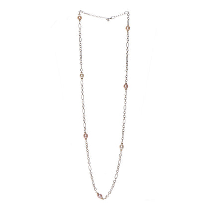 David Yurman Sterling Silver 18K Yellow Gold Baroque Pearl Long Figaro Chain Necklace 3 of 5