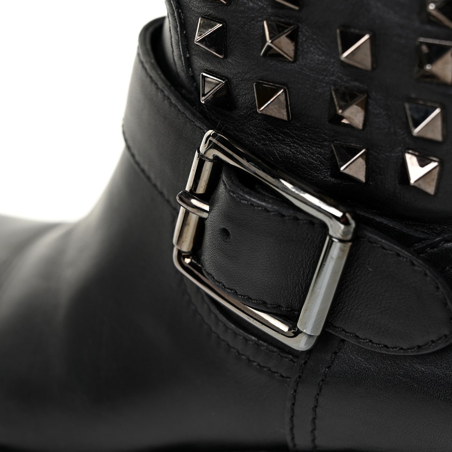 Valentino Garavani Calfskin Rockstud 30mm Biker Boots 37 Black 12 of 16