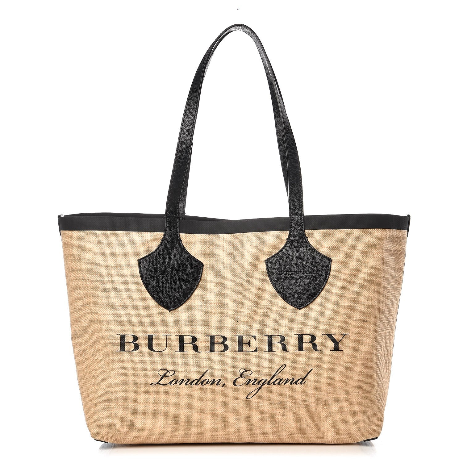Burberry Raffia Logo Print Medium The Giant Reversible Tote Black 1 of 6