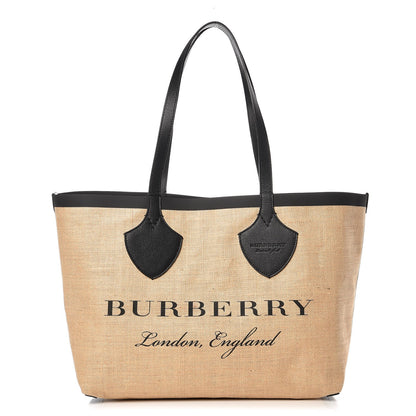 Burberry Raffia Logo Print Medium The Giant Reversible Tote Black 1 of 6