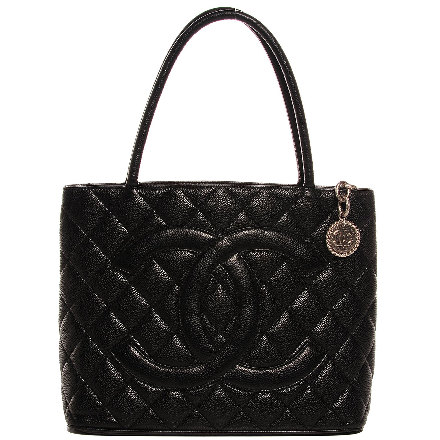 Caviar Quilted Medallion Tote Black
