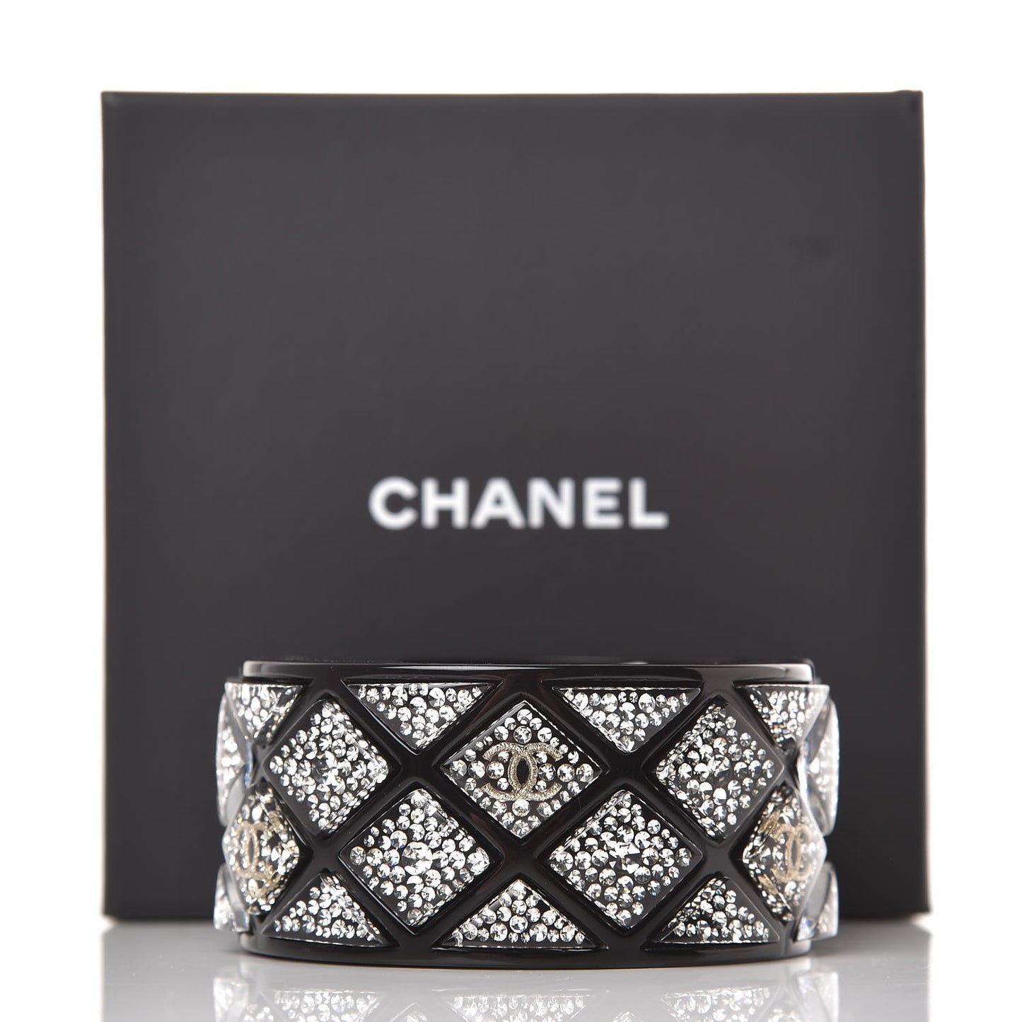 Resin Crystal CC Cuff Bracelet Black