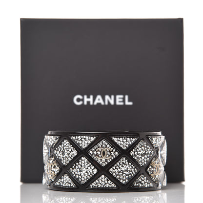 Chanel Resin Crystal CC Cuff Bracelet Black 6 of 6