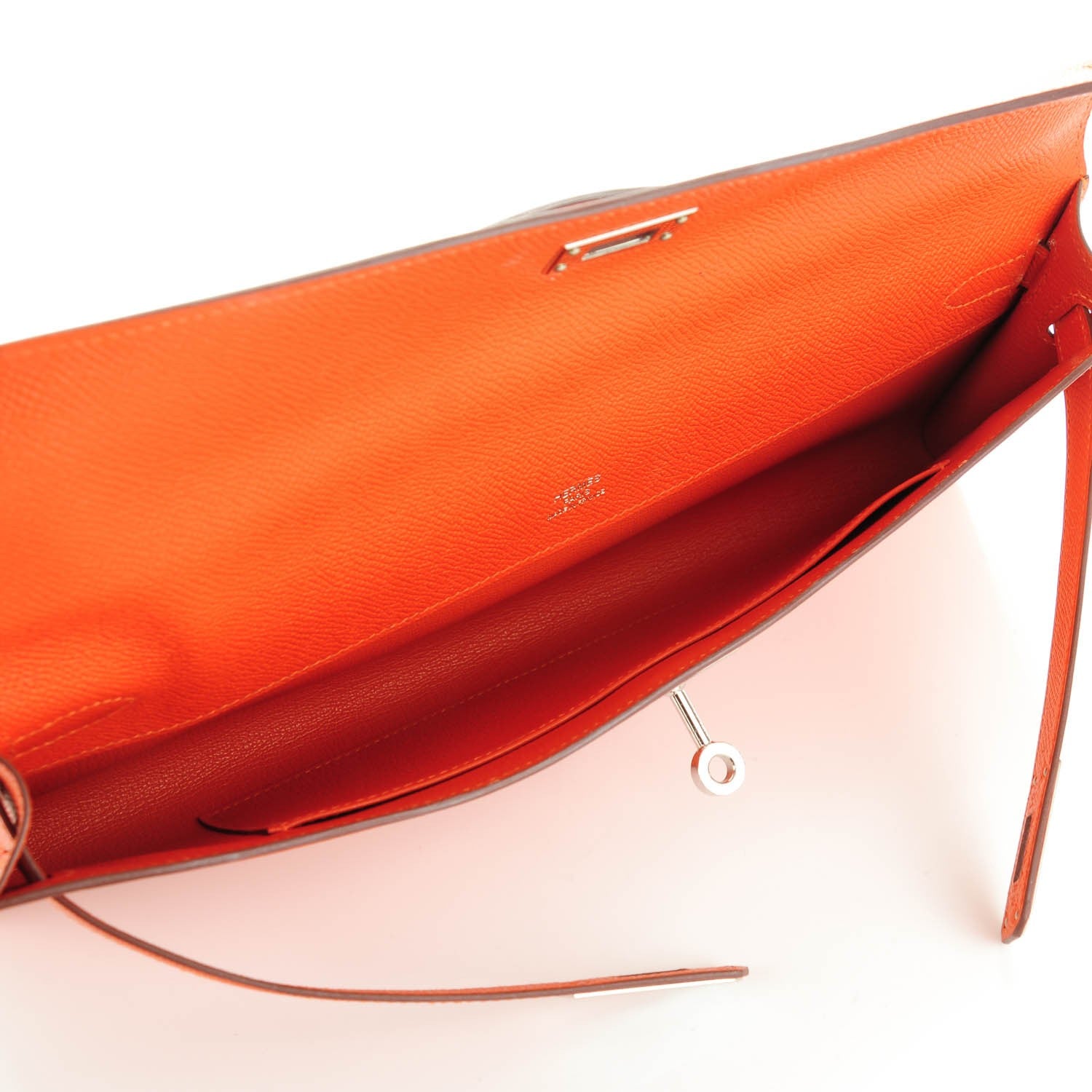 Hermes Epsom Kelly Cut Clutch Pochette Feu 5 of 13