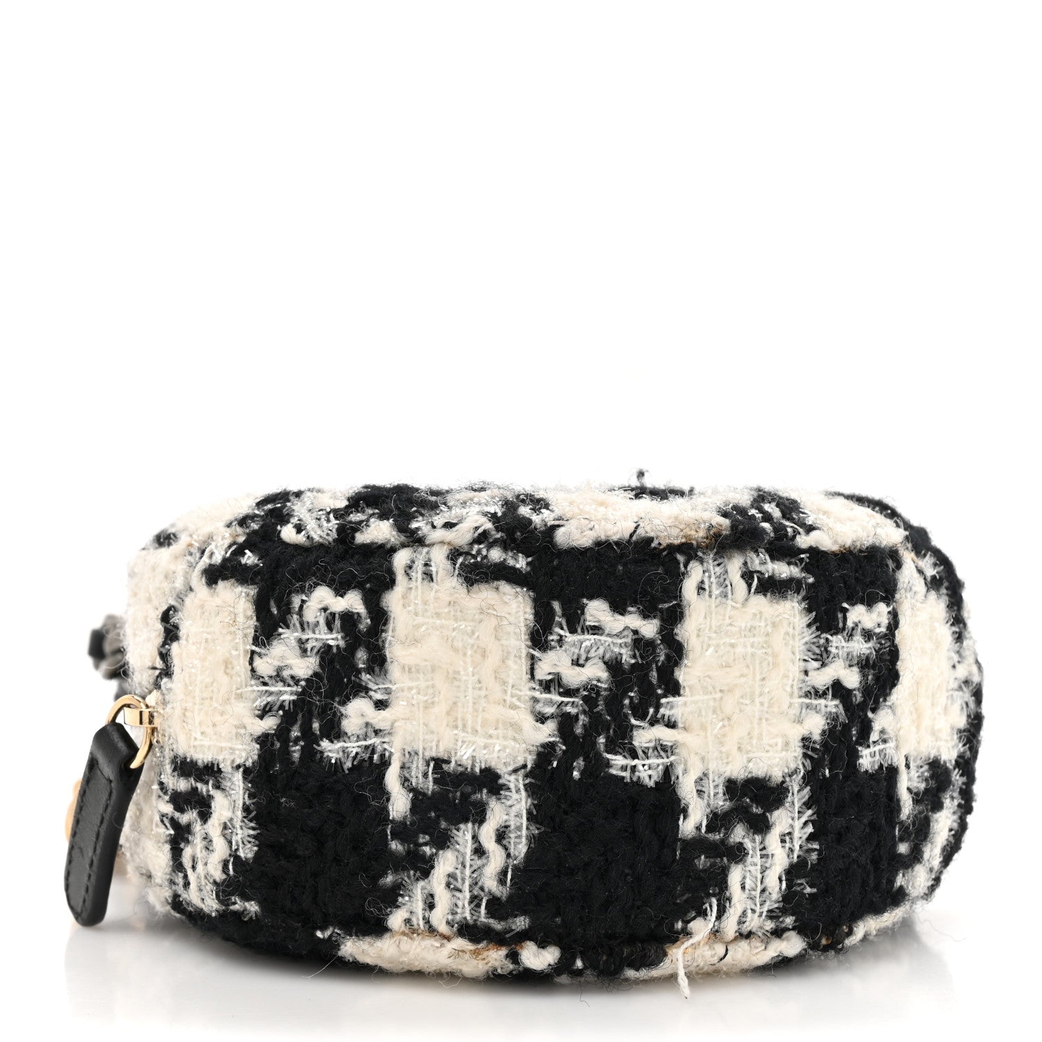 Chanel Wool Tweed Lambskin Quilted Chanel 19 Round Clutch With Chain and Coin Purse Black White 5 of 12