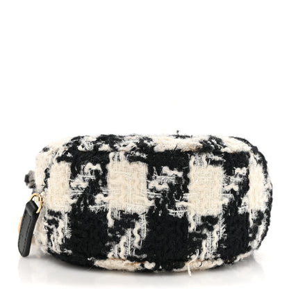 Chanel Wool Tweed Lambskin Quilted Chanel 19 Round Clutch With Chain and Coin Purse Black White 5 of 12