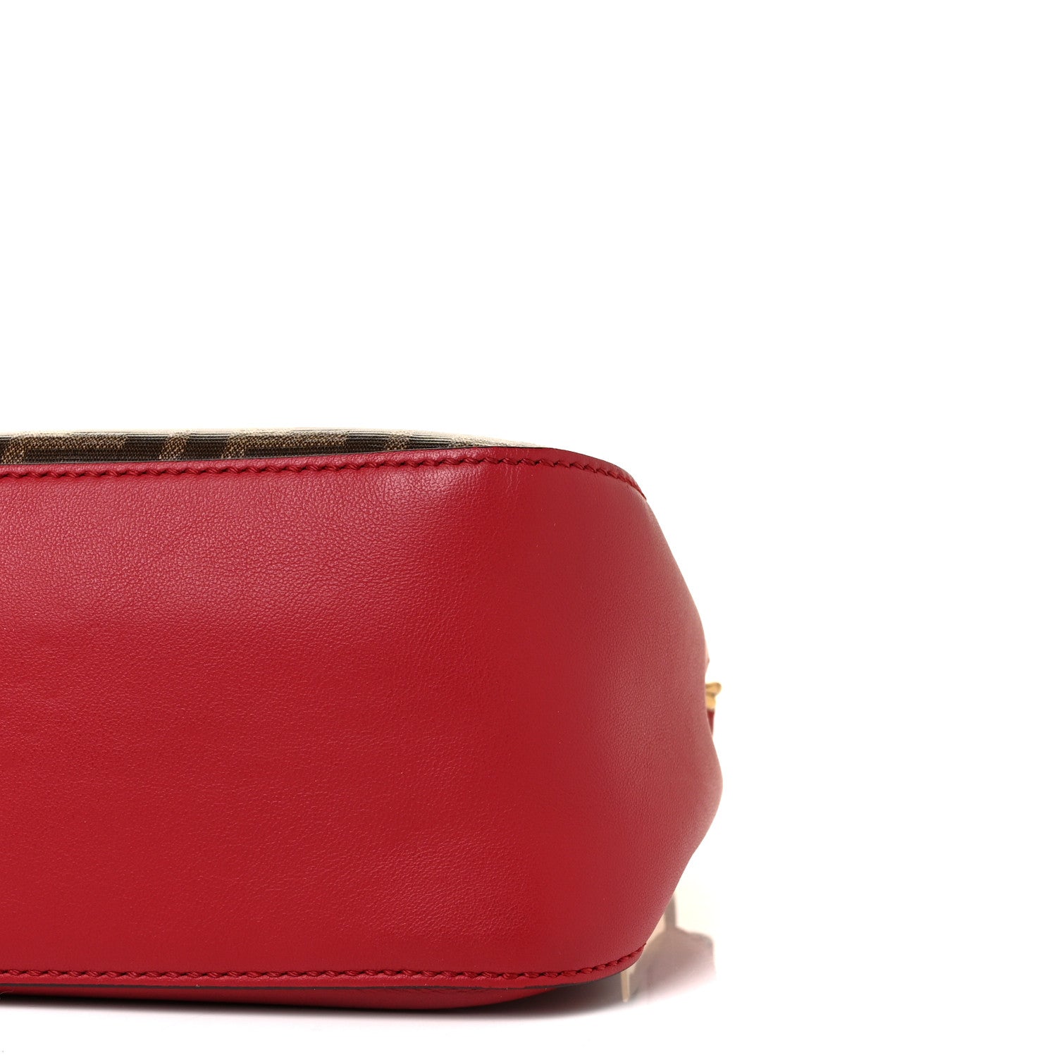 Fendi Vitello Grace Glazed Fabric FF 1974 Double F Shoulder Bag Fragola Mogano Panna 10 of 10