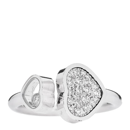 Chopard 18K White Gold Diamond Pave Happy Hearts Ring 52 6 1 of 5