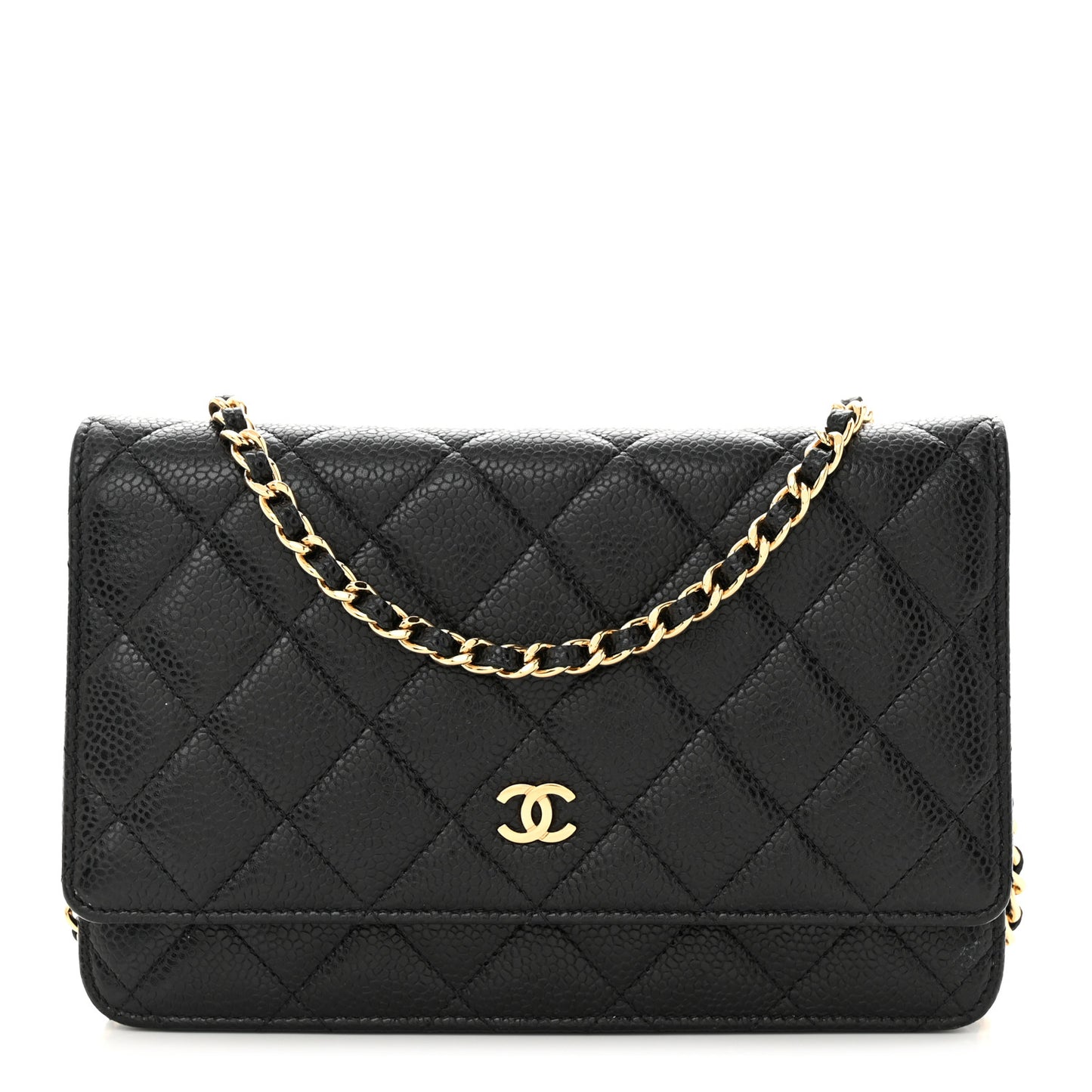 Caviar Quilted Wallet on Chain WOC Black