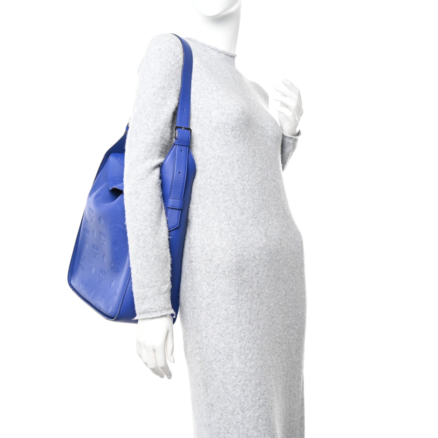 MCM Calfskin Ottomar Monogram Large Aren Flap Hobo Sodalite Blue 2 of 8