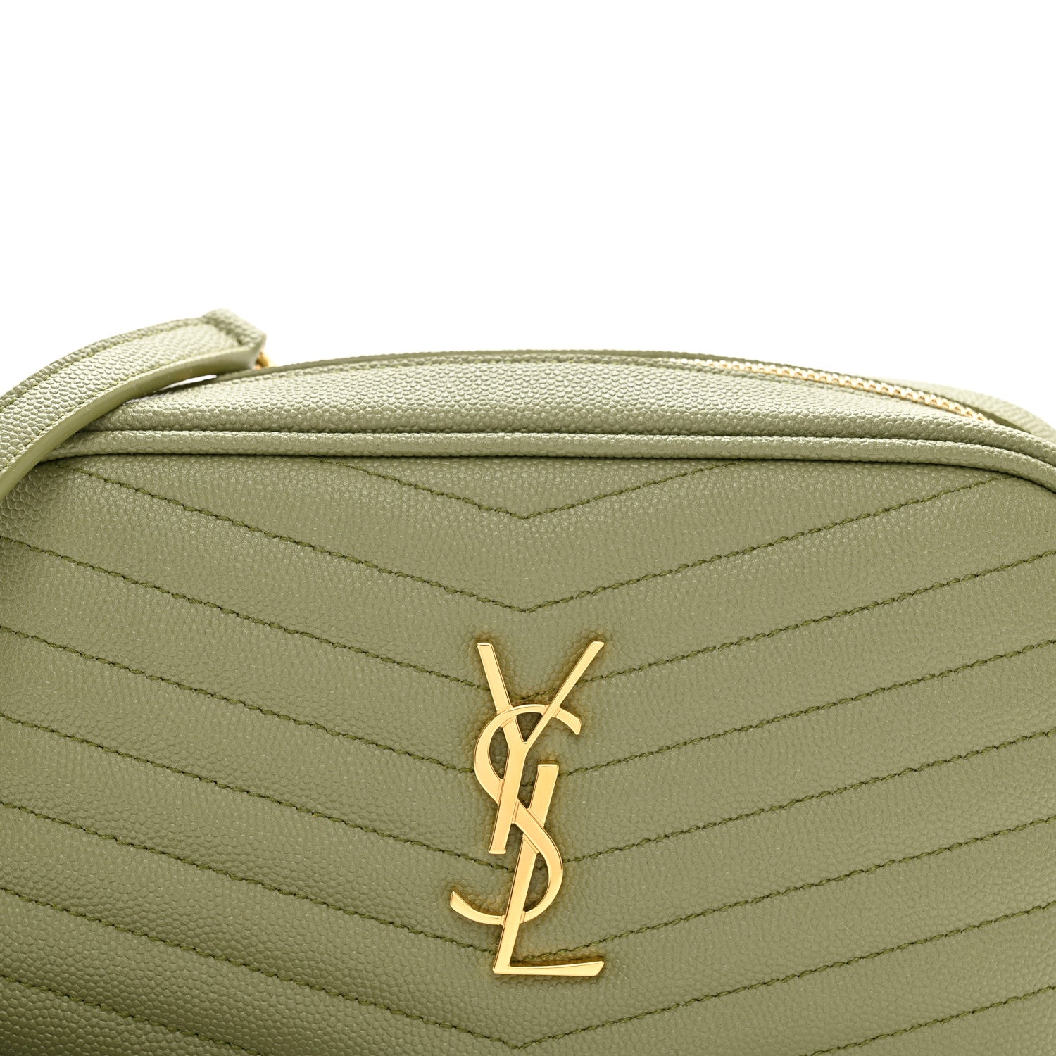 Saint Laurent Grain De Poudre Matelasse Monogram Mini Lou Camera Bag Light Sage 7 of 10