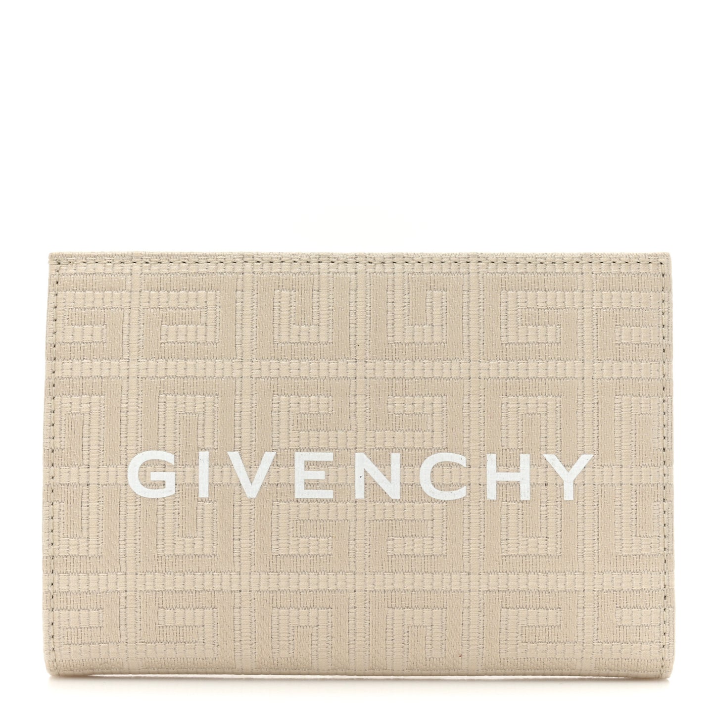 Embroidered Canvas 4G Logo G-Cut Bi-Fold Wallet Natural Beige